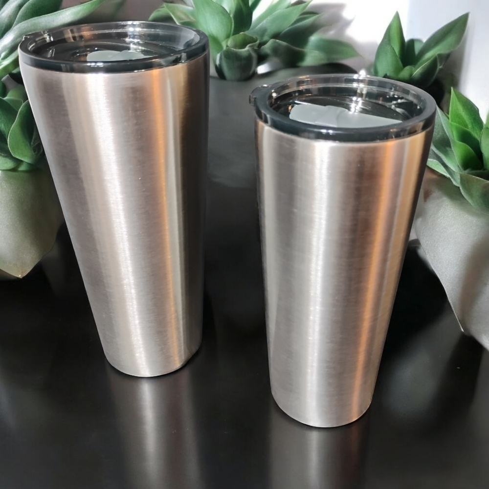 NEW (2) Slim Stainless Steel Tumblers. Double Walled Vacuum Insulated 32 & 22 OZ - Picture 3 of 10